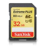 SanDisk 32GB Extreme Plus UHS-I SDHC Memory Card (Class 10)