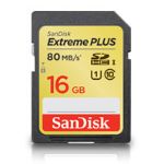 SanDisk 16GB Extreme Plus UHS-I SDHC Memory Card (Class 10)