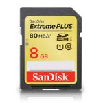 SanDisk 8GB Extreme Plus UHS-I SDHC Memory Card (Class 10)