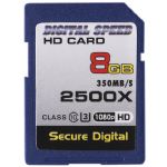 Digital Speed 2500X 8GB Professional High Speed Mach III 350MB/s Error Free (SDHC) HD Memory Card Class 10