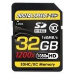 Digital Speed 1200X 32GB Professional High Speed Mach III 160MB/s Error Free (SDHC) HD Memory Card Class 10